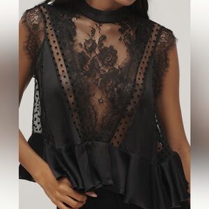 Anthropologie Black Lace Chemise